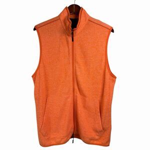 Robert Graham Klose Performance Full-Zip Melange Knit Fleece Vest Orange Large